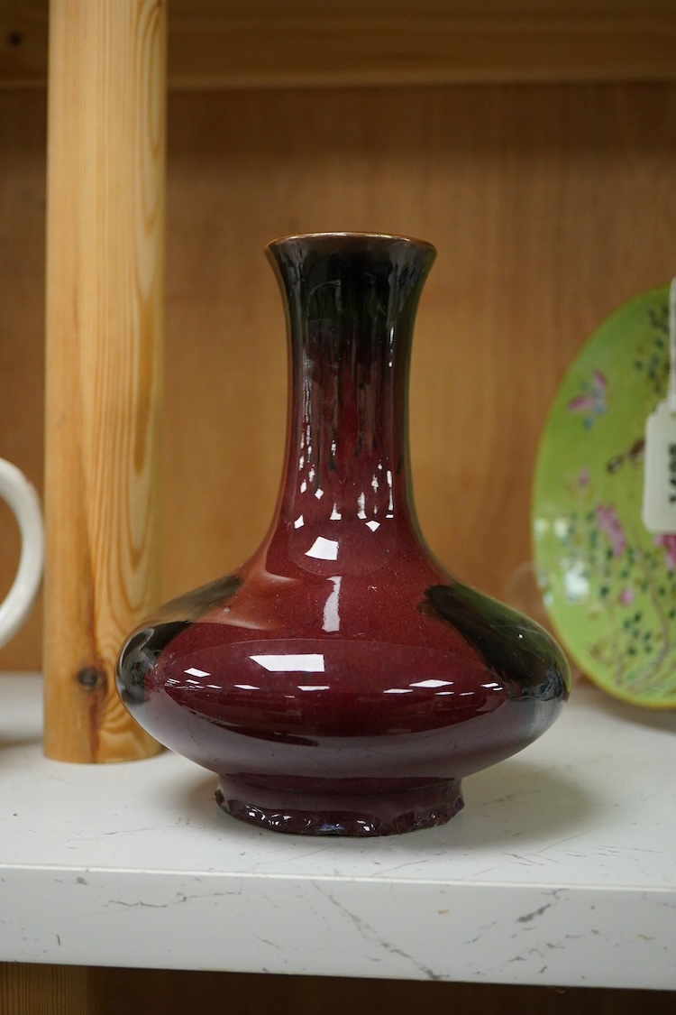 A Chinese Sang de boeuf vase, 17cm high